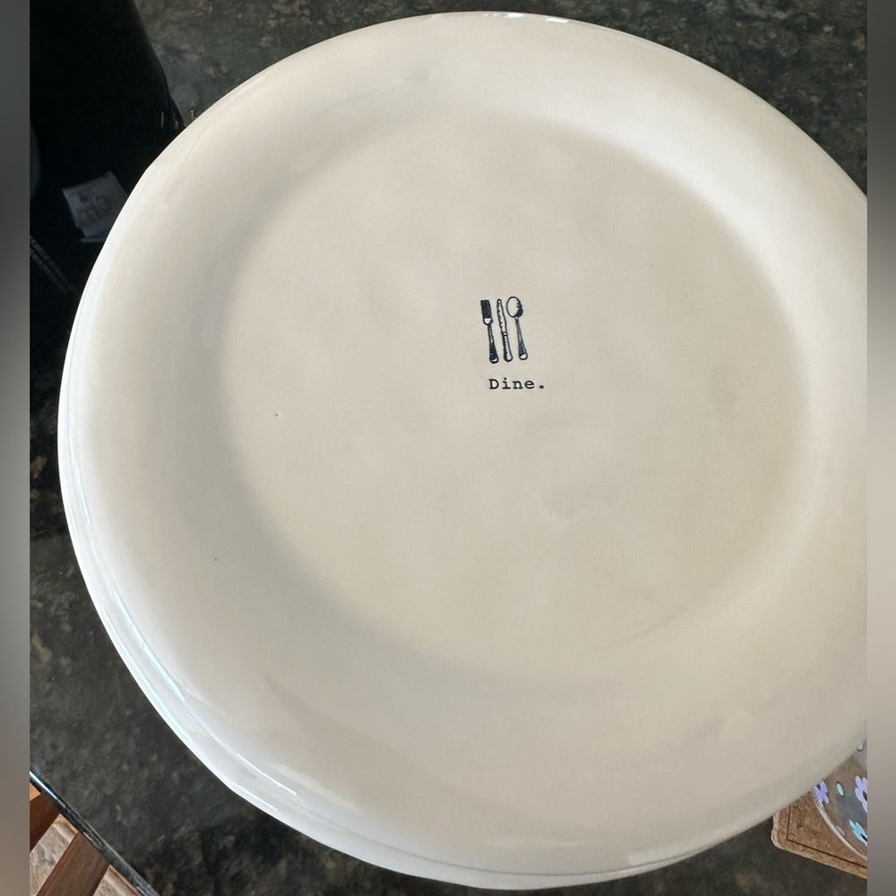 Rae Dunn large ceramic dinner plates. “Dine” never used. Beautiful condition